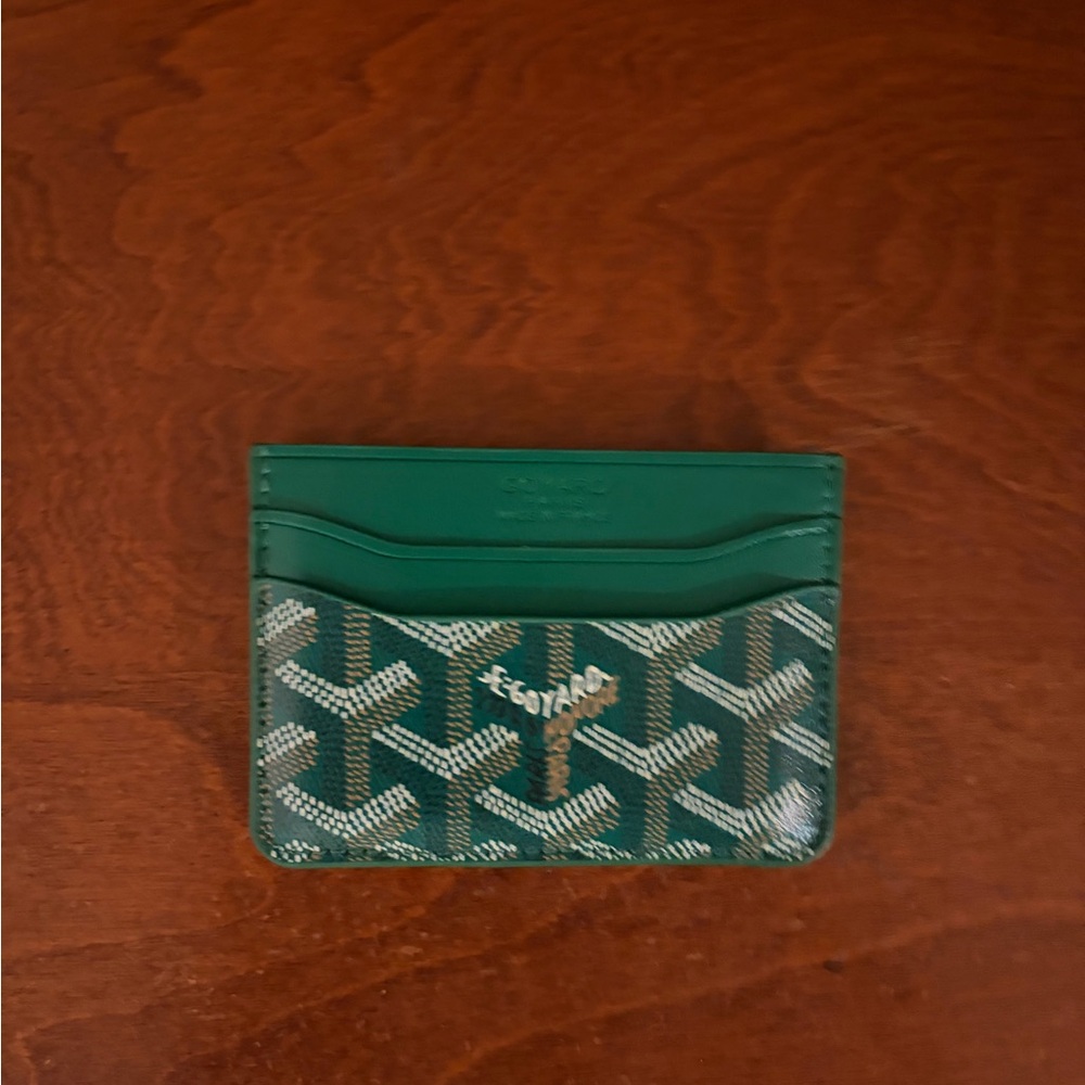 Goyard Green and White Card Holder